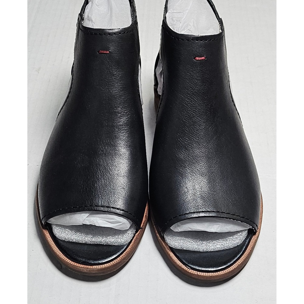 ED Ellen DeGeneres Surah Black Leather Peep Toe Cut Out Bootie Sandals 5M NEW